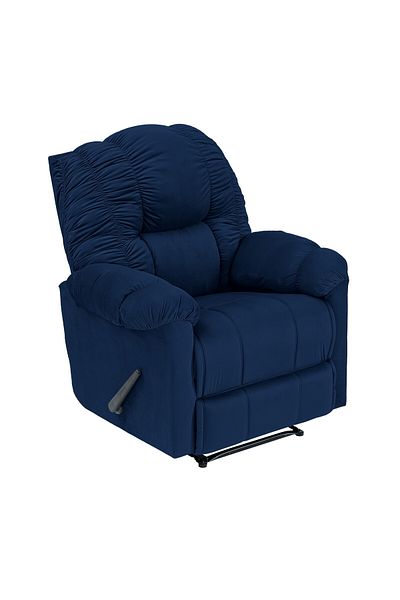BACK COMFORT Velvet Rocking Recliner Chair - Dark Blue - ComfyChair