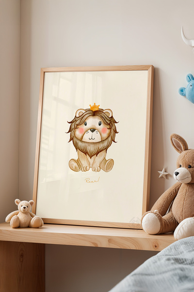 Basquiart Poster cu ramă din lemn pentru camera copiilor, camera bebelușilor,...
