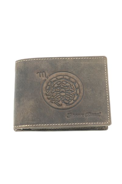 GiftExpress Men's wallet made of genuine brown leather Zodiac Scorpio