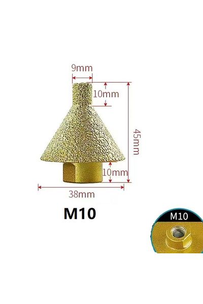 Choice D38xm10 M10 Thread Diamond Beveling Chamfering Bit Hole Drill Reaming Cone Carve Polish Grinding Whe