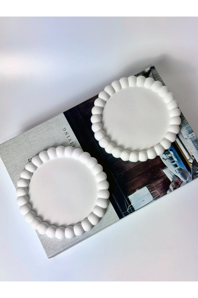 Mithbox Μοντέρνο Λευκό Bubble Σετ 2 Διακοσμητικών Πιάτων από Μπετόν Κοσμήματα...