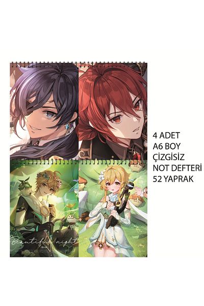 nihonwosekai Genshin Anime A6 Size Notebook Set Unlined 52 Sheets