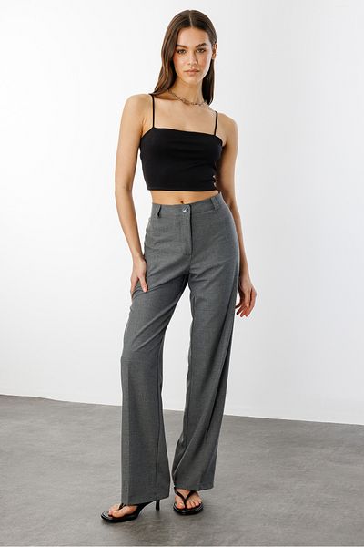 GENIUS STORE Γυναικείο υφασμάτινο παντελόνι ψηλόμεσο φαρδύ πόδι ΠΑΝΤΕΛΟΝΙ-004