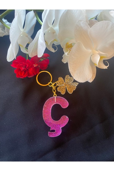 Bellinzona Breloc cu litera C cu sclipici mov - Accesoriu pentru geantă [cu o...