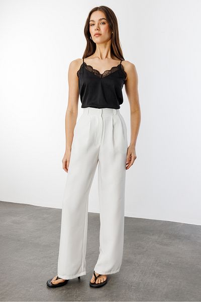 GENIUS STORE Pantaloni Palazzo cu talie înaltă din țesătură plisată pentru femei PANTALONI-002