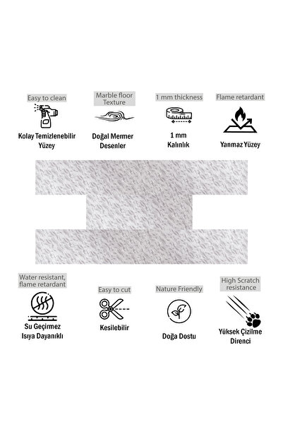 TİNK Kendinden Yapışkanlı Mermer Desenli PVC Parke 25x80 cm / 15 Adet / 3 m²