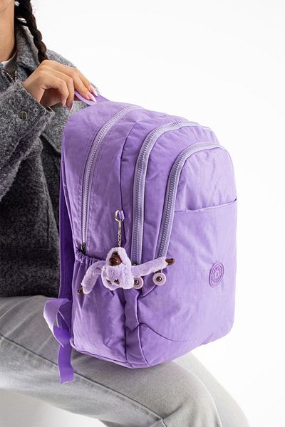 DUOMİNO Crinkle Water Resistant Μεγάλο Μέγεθος Λιλά Κλίνκερ Σακίδιο Ταξιδιωτική Σχολική Τσάντα 15,6 Γυμνασίου