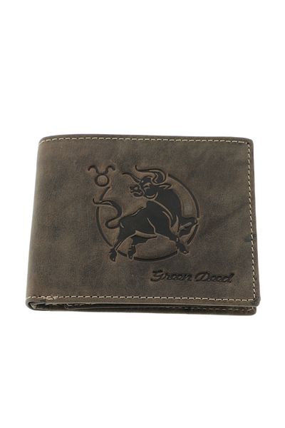 GiftExpress Men's brown leather wallet zodiac Taurus