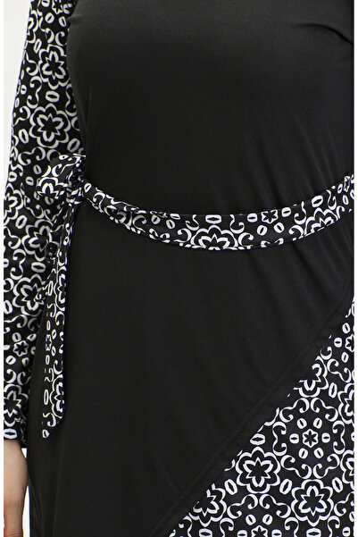 sefamerve Belted Hijab Swimsuit 2490-01 Black