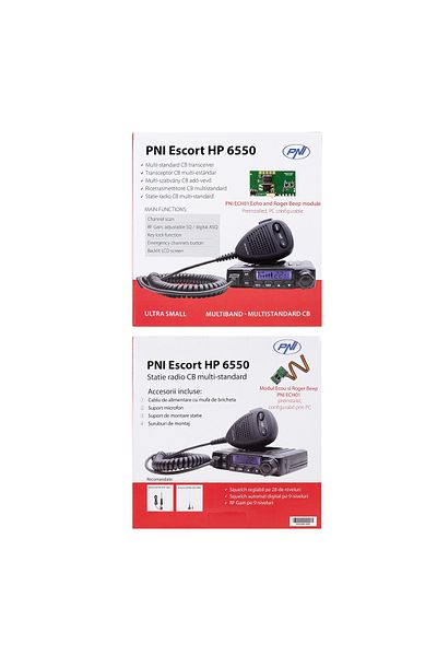 PNI Statie radio CB PNI HP 6550 cu PNI ECH01 instalat, multistandard, 4W, AM-FM