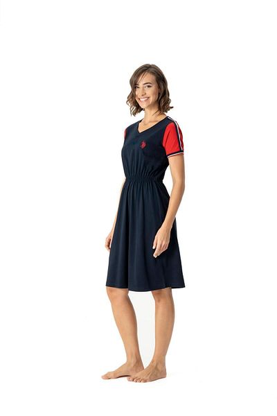 U.S. Polo Assn. U.S. Polo Assn. Women's Rubber Detailed V-Neck 100% Cotton Nightgown - Red - Ilc2.17G00G1-Gk