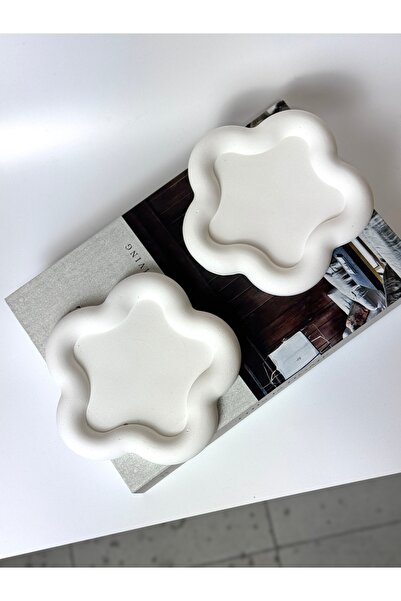 Mithbox Μοντέρνο κυματιστό αστέρι, σετ 2 διακοσμητικών πιάτων από μπετόν, πιά...