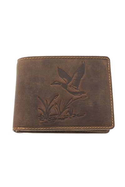 GiftExpress Men's wallet, genuine brown mallard leather