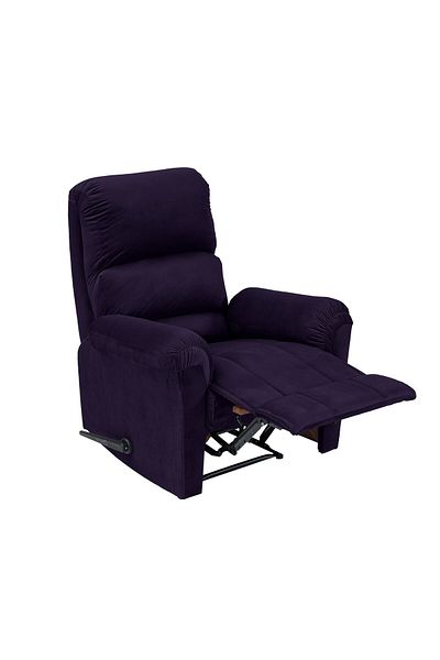 BACK COMFORT Velvet Rocking & Rotating Recliner Chair - Dark Purple - ChillSeat