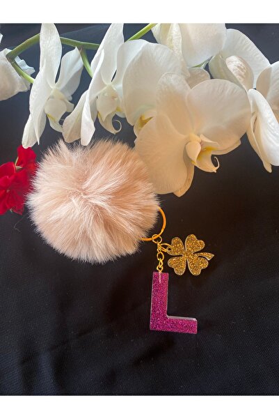 Bellinzona Breloc cu litera L, mov, cu sclipici - Accesoriu pentru geantă [Cu...