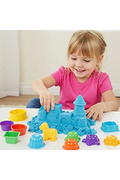 BuMeria Blue Kinetic Sand 1 kg Educational Play Sand That Develops Creativity, Soft Textured (with Mold Gift)