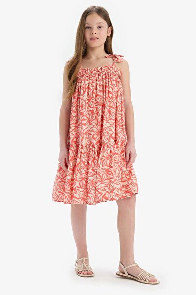 DeFacto Rochie pentru fetiță Coral Floral Y6957A6/RD188