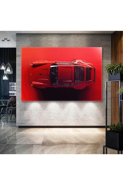 SML TABLO Kırmızı Porsche Klasik Araba Efsane Yatay Kanvas Tablo