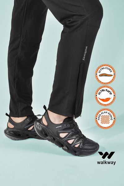 WALKWAY Black Lightweight Flexible Men's Sports Shoes Outdoor Sandals Asmara m