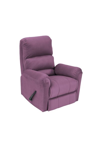 BACK COMFORT Velvet Rocking & Rotating Recliner Chair - Light Purple - ChillSeat