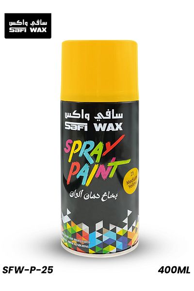 SAFI WAX Spray Paint 400ml Medium Yellow Quick Dry Gloss Finish for Wall Wood Metal & More