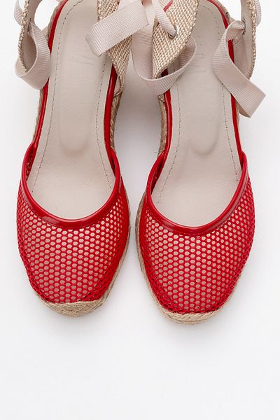 LuviShoes LIONS piros bőr női bokapántos éksarkú szandál