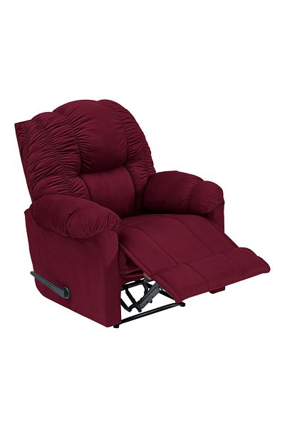 BACK COMFORT Velvet Rocking Recliner Chair - Burgundy - ComfyChair