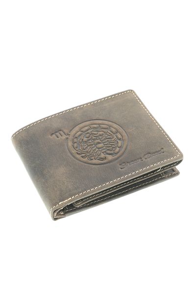 GiftExpress Men's wallet made of genuine brown leather Zodiac Scorpio