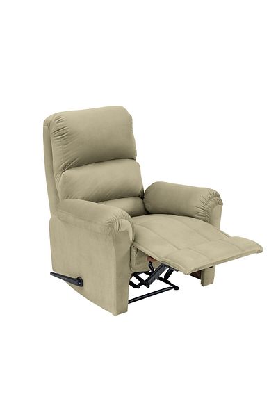 BACK COMFORT Velvet Rocking & Rotating Recliner Chair - Dark Ivory - ChillSeat