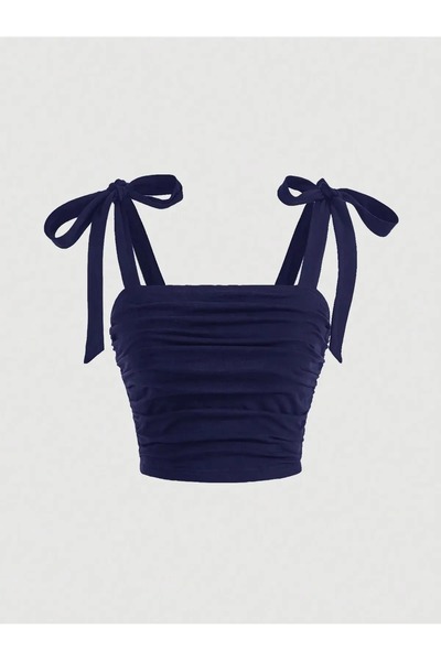 EYAX MODA Fiyonklu Yazlık Crop Top - Fiyonklu Omuzdan Bağlamalı Yazlık Geniş ...