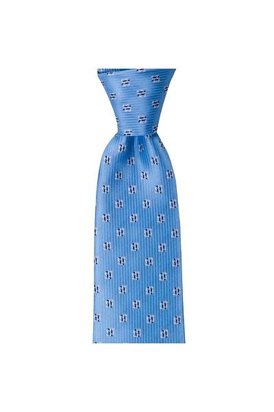 1001 Kravat Blue Patterned 8 cm Wide Tie with Handkerchief