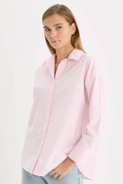 DeFacto supradimensionat Cămașă cu mânecă lungă Oxford, cu croială largă, bas...