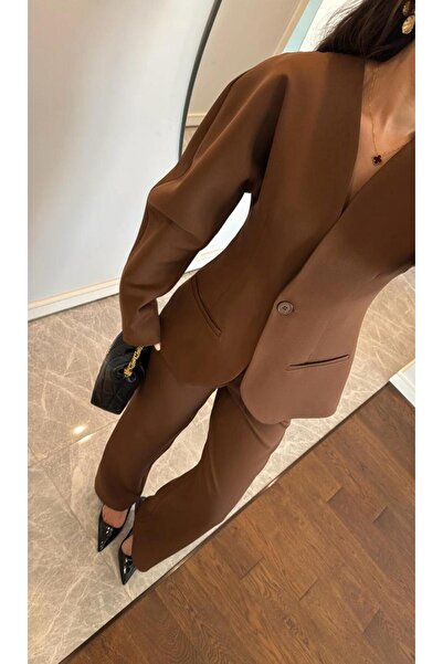 FMN Moda Women Oversize Blazer Jacket Palazzo Pants Pinterest Equivalent Fitted One Button Trend Stylish Suit