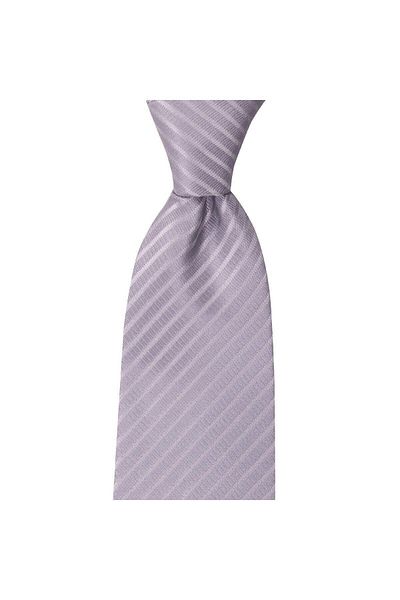 1001 Kravat Light Gray Striped 8.2 cm Wide Tie with Handkerchief