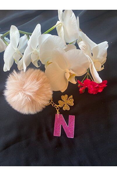 Bellinzona Breloc cu litera N cu sclipici mov - Accesoriu pentru geantă [Cu o...