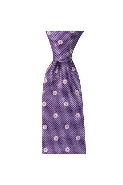 1001 Kravat Lilac Patterned 8 cm Wide Tie with Handkerchief