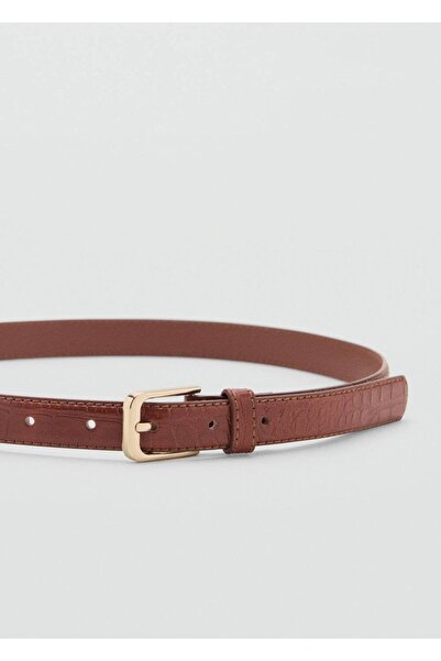 MANGO Woman Timsah derisi görünümlü ince kemer