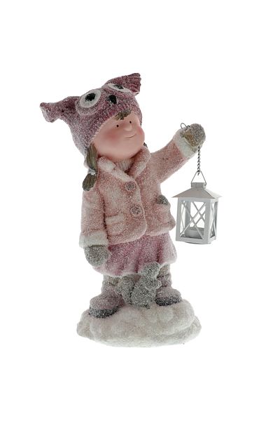 GiftExpress Snowy child figurine with lantern 40 cm - Little girl