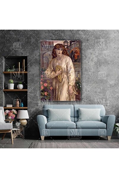 SML TABLO Dante Gabriel Rossetti Salutation Of Beatrice Yağlı Boya Efektli Ka...