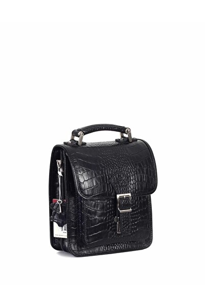 Aka Deri حقيبة يد وكتف جلدية سوداء 204 12