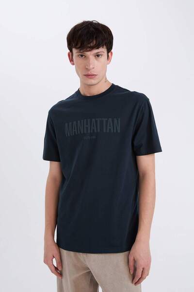 DeFacto Ανδρικό μπλουζάκι Navy Blue D5578AX/NV163