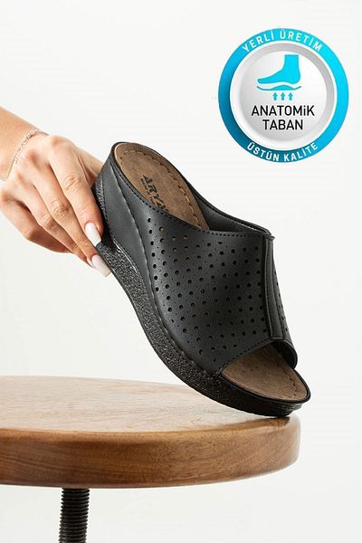 AlbiShoes Nicky, talpă groasă, moale, 6 cm, toc ascuns, papuci de casă pentru femei, papuci de zi cu zi