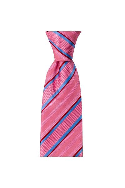 1001 Kravat Pink Striped 8 cm Wide Tie with Handkerchief
