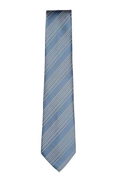 1001 Kravat Light Blue White Striped Tie