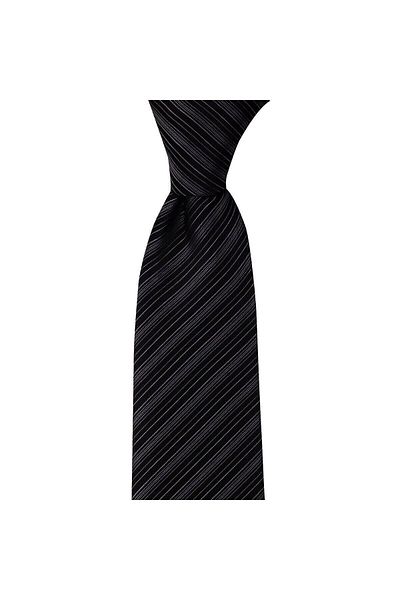 1001 Kravat Black Striped 8 cm Wide Tie