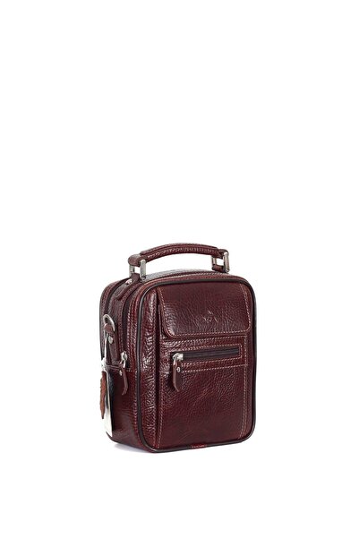 Aka Deri Men's Shiny Brown Leather Bag