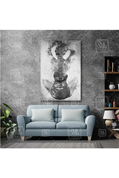 SML TABLO Kadın Ve Gitar Woman Müzik Sanat Art Sırtı Dönük Kadın Nü Dikey Kan...