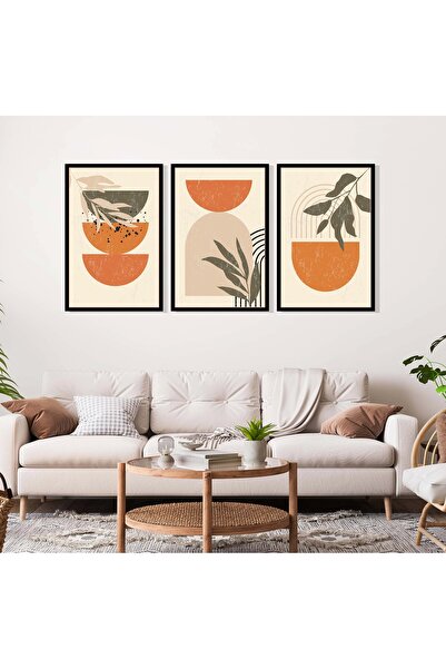bestablo Set de pictură în lemn Boho cu rame, 3 piese, decorațiuni pentru casă