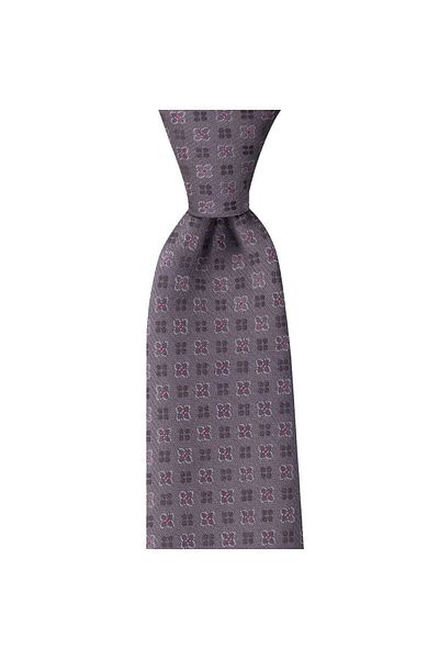 1001 Kravat Flower Patterned Gray Colored 8 cm Wide Tie