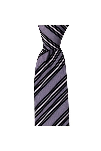 1001 Kravat Gray Striped 8 cm Wide Tie with Handkerchief